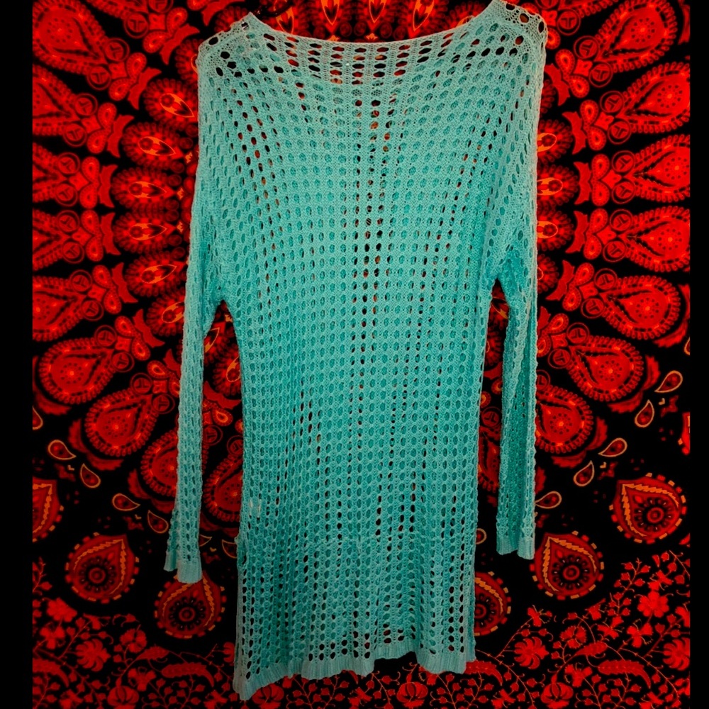 Blue swim suit cover up